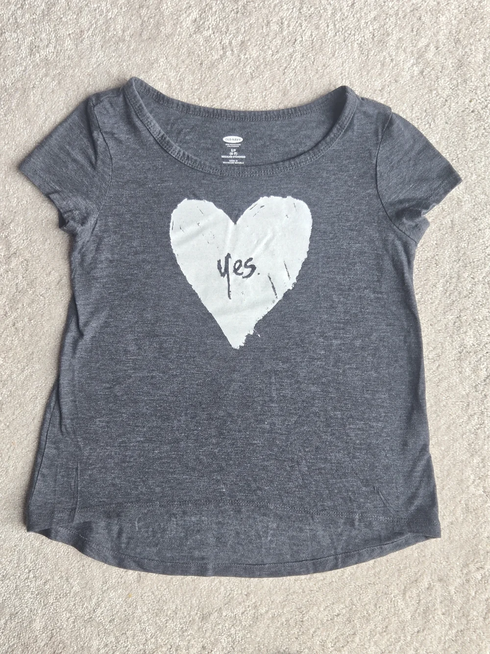 Old Navy Charcoal Short-Sleeve Tee with White Heart